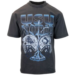 Tys Dyes USU Football Distressed Unisex Black T-Shirt